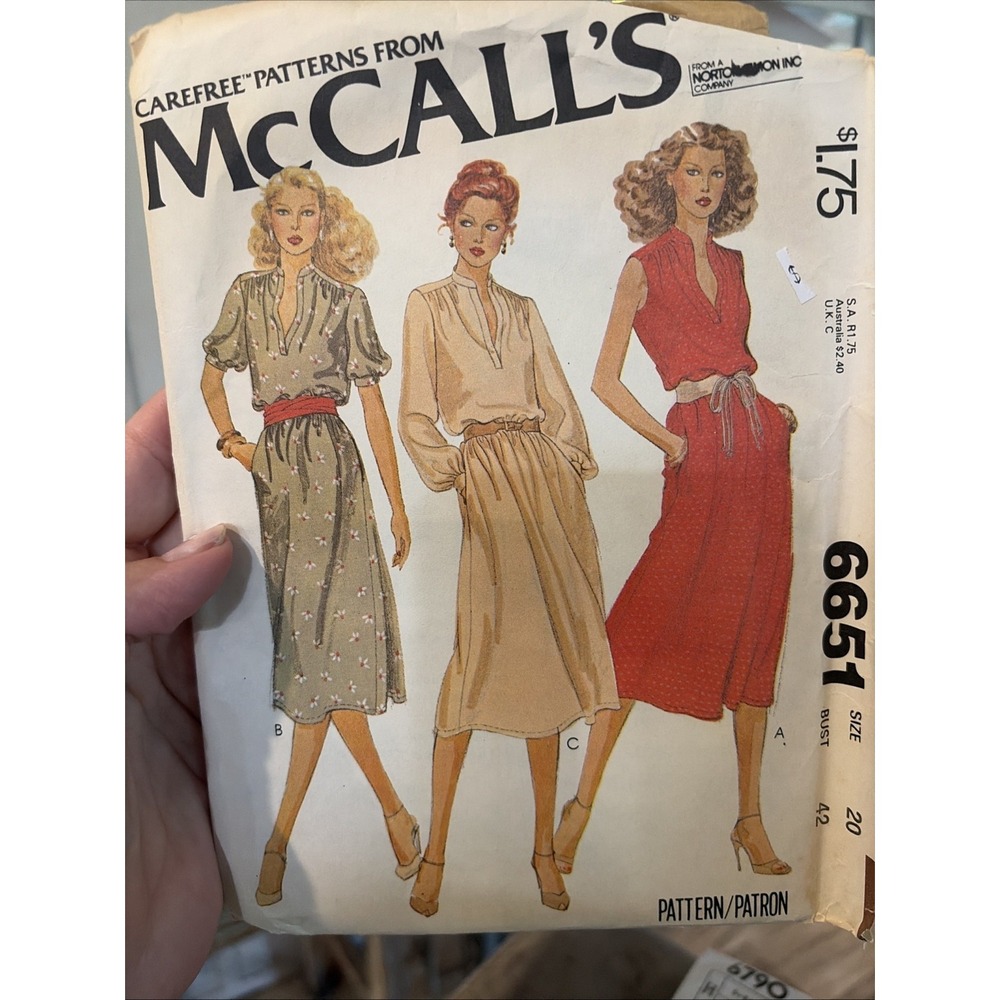 Vintage 1979 McCall's Sewing Pattern #6651 Women's Dress Size 20 (Uncut)